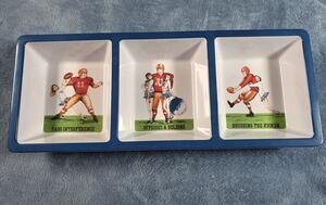 Discontinued Mud Pie Football Flirts Melamine Tailgate 3-Section Serving Tray